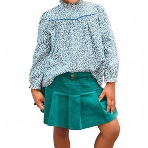 NEW BISBY girl's pleated mini skort in peacock velvet